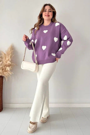 Heart printed warm winter fleece co ord Set